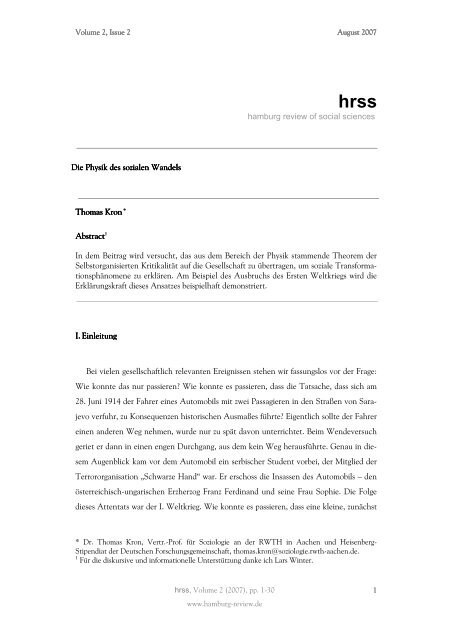 hamburg review of social sciences Thomas Kron Abstract1 In dem ...