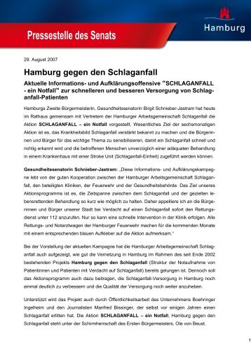 Pressestelle des Senats - Hamburg gegen den Schlaganfall