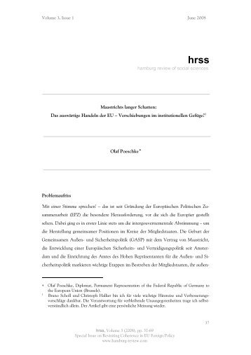 C Poeschke - Hamburg Review of Social Sciences