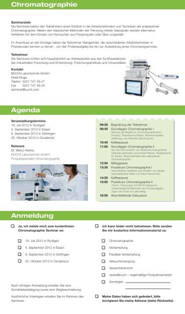 Chromatographie Agenda Anmeldung - Büchi Labortechnik Gmbh