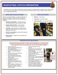 SHOPLIFTING: FACTS & PREVENTION - Hamilton Police Services
