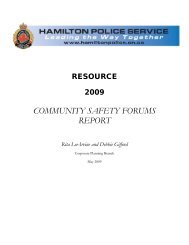 COMMUNITY SAFETY FORUMS REPORT - Hamilton Police Services