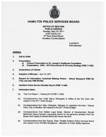 Agenda - Hamilton Police Services