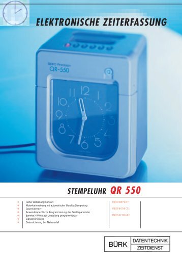 STEMPELUHR QR 550 - Bürk Datentechnik - Zeitdienst Gmbh