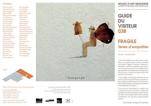 GUIDE DU VISITEUR 03B FRAGILE - Hamish Morrison Galerie