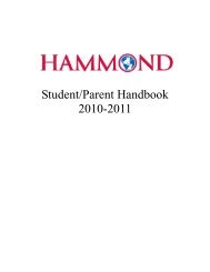 Student/Parent Handbook 2010-2011 - Hammond School