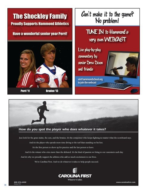Fall 2010 Athletic Program - Hammond School