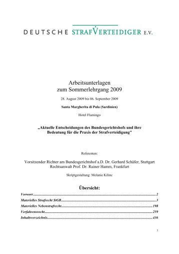 Arbeitsunterlagen zum Sommerlehrgang 2009 - Deutsche ...