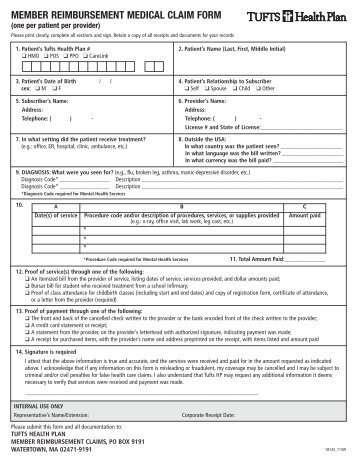 Member Reimbursement Medical Claim Form (pdf)
