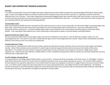 budget and expenditure transfer guidelines - Hampshire College