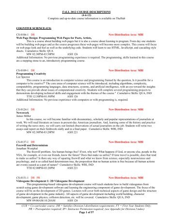 FALL 2012 COURSE DESCRIPTIONS - Hampshire College