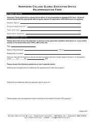 GEO's Recommendation Form - Hampshire College