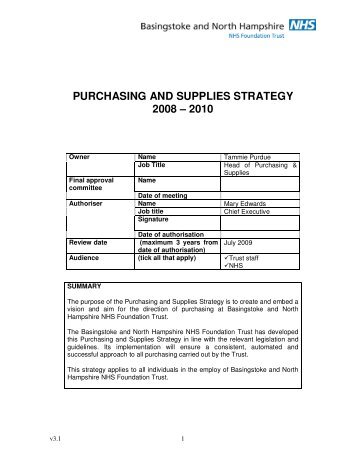 purchasing and supplies strategy 2008 - Hampshire Hospitals NHS ...