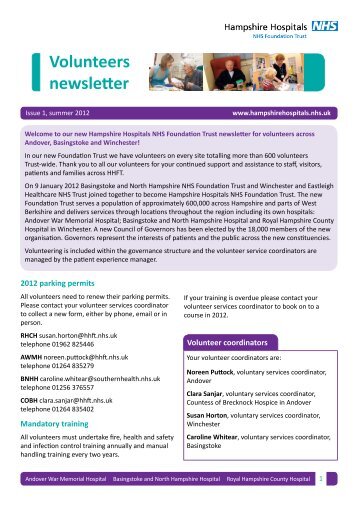 Volunteers newsletter - Hampshire Hospitals NHS Foundation Trust