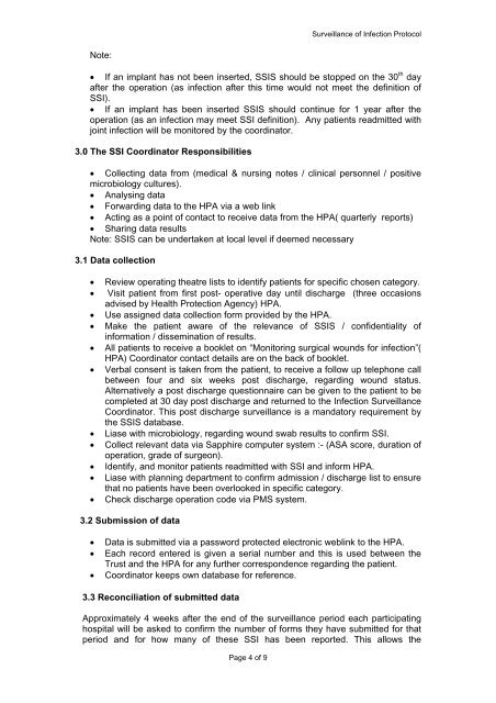 Protocol for infection surveillance - Hampshire Hospitals NHS ...