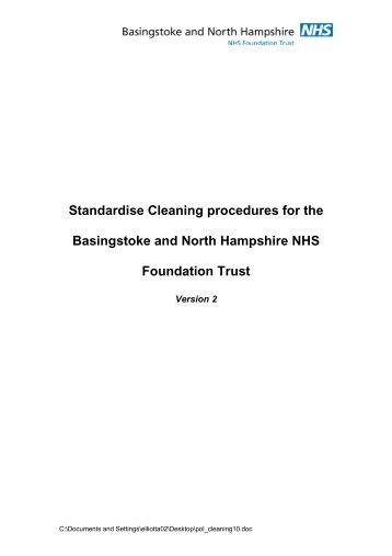 Cleaning standards - Hampshire Hospitals NHS Foundation Trust