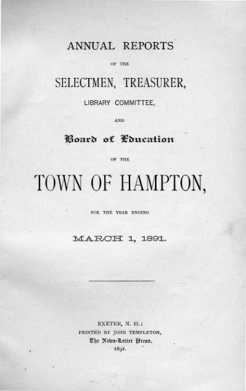 TOWN OF HAMPTON, - Lane Memorial Library