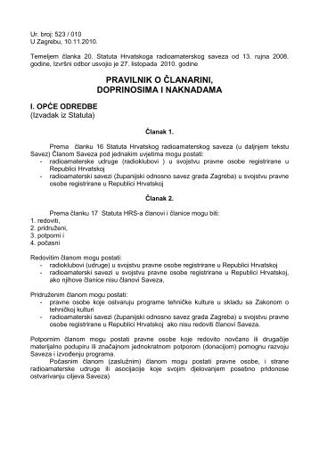 Pravilnik o clanarini i doprinosu HRS 2010. ZADNJI-1 - Hrvatski ...