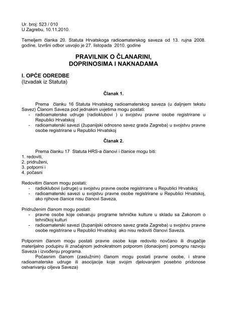 Pravilnik o clanarini i doprinosu HRS 2010. ZADNJI-1 - Hrvatski ...