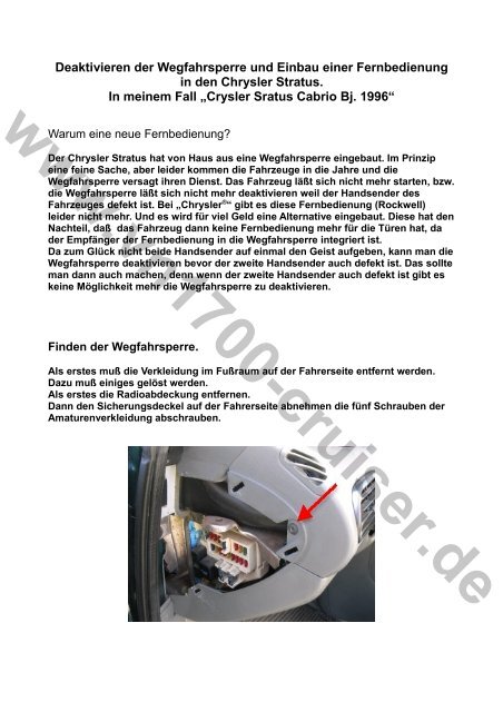 chrysler voyager gs wegfahrsperre deaktivieren