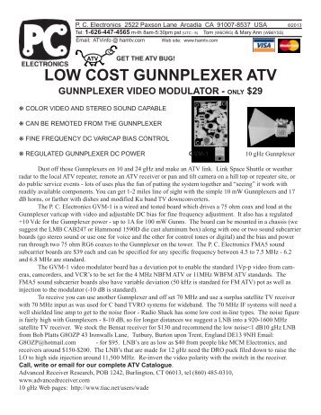LOW COST GUNNPLEXER ATV - PC Electronics