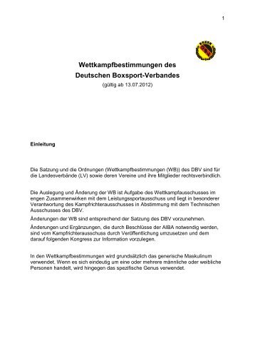 Wettkampfbestimmungen des Deutschen Boxsport-Verbandes