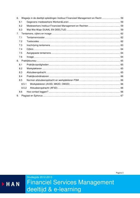 Opleidingsstatuut Financial Services Management deeltijd 2012-2013