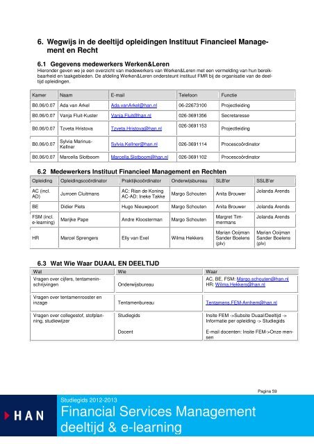 Opleidingsstatuut Financial Services Management deeltijd 2012-2013