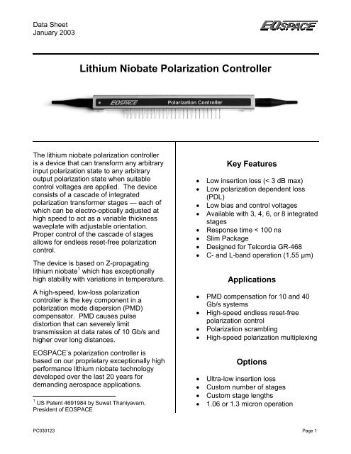 Lithium Niobate Polarization Controller