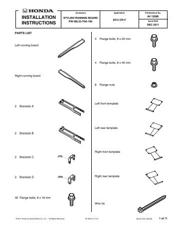 INSTALLATION INSTRUCTIONS - Broadfeet Motorsports Equipment