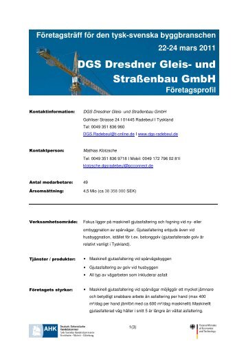 DGS Dresdner Gleis- und Straßenbau GmbH - Tysk-Svenska ...