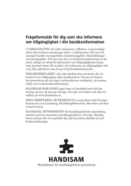 Tillgänglighet i din besöksinformation - Handisam