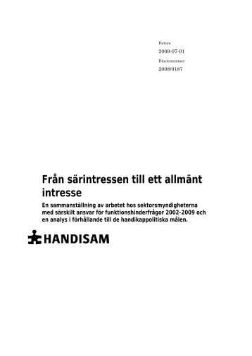 Från särintresse till ett allmänt intresse i pdf-format - Handisam