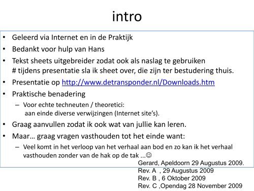 Disecq en schakelingen - De Transponder