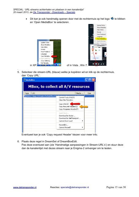 URL-streams achterhalen en plaatsen in een ... - De Transponder