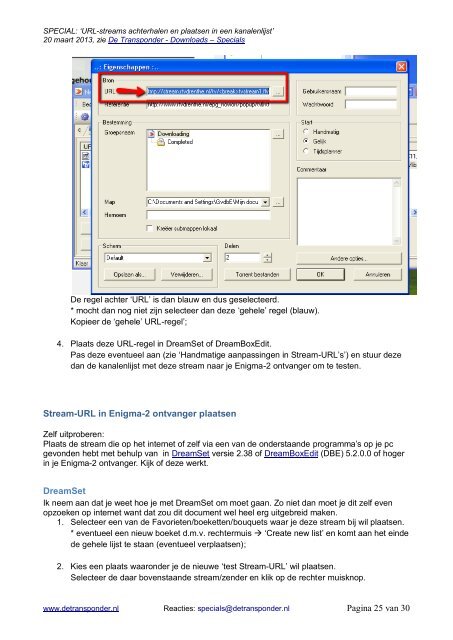 URL-streams achterhalen en plaatsen in een ... - De Transponder