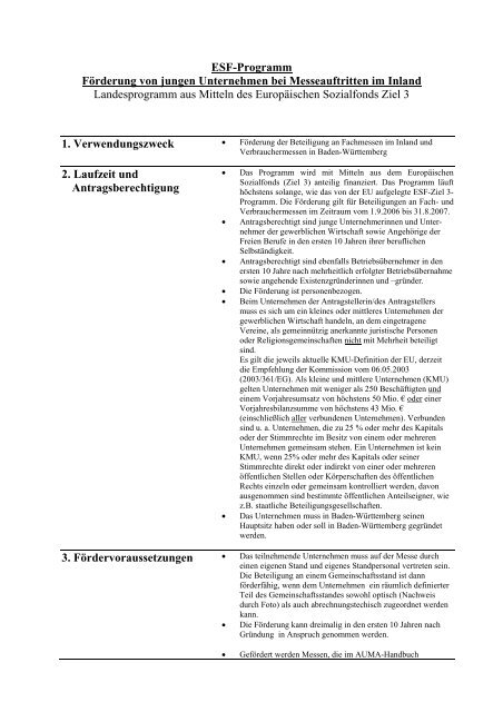 Gruppenbeteiligung an einer Messe im Inland für ...