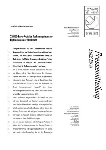 25 000-Euro-Preis für Technologietransfer - Baden ...