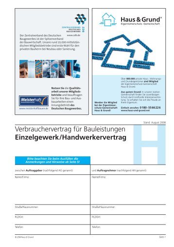 Verbrauchervertrag für Bauleistungen - Haus und Grund Düsseldorf