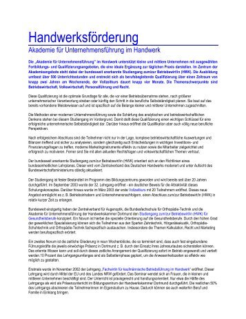 Handwerksförderung - Handwerkskammer Dortmund