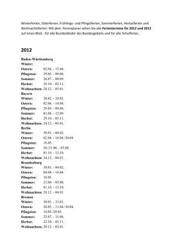 Ferienplaner 2012 und 2013 zum Download ... - Handwerkermarkt