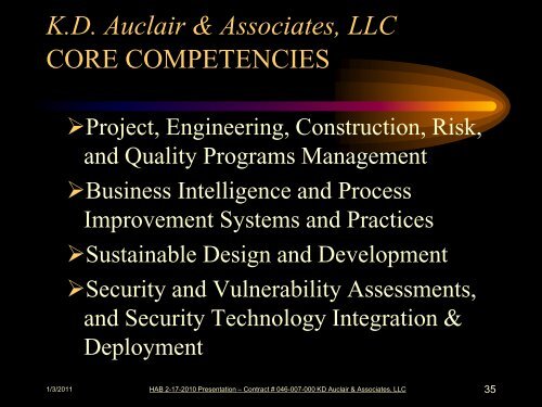 KD Auclair & Associates, LLC - Hanford Site