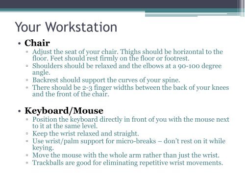 Office Ergonomics Presentation - Hanford Site