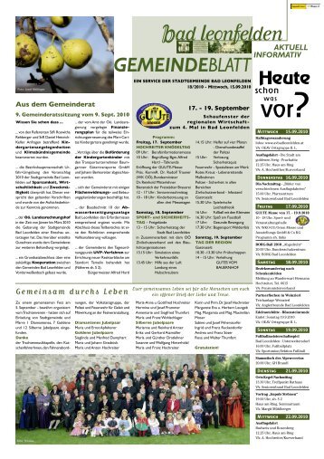 Gemeindeblatt vom 15.09.2010 - Bad Leonfelden