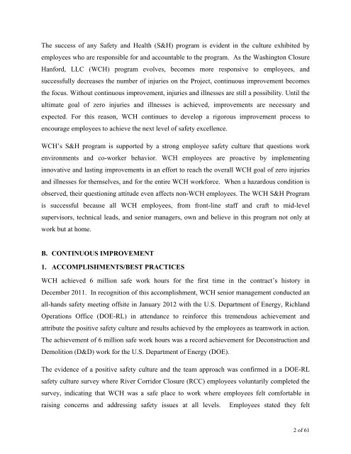 Washington Closure Hanford, LLC. River Corridor ... - Hanford Site