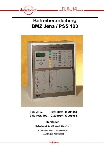 Betreiberanleitung BMZ Jena / PSS 100 - Hanisch Sicherheit