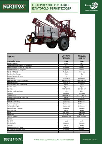 Kertitox FullSpray 2000 típusú vontatott szántóföldi ... - Hanki-Ker Kft.