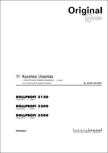 Rollprofi 3120, 3200, 3500 körbálázó kezelési ... - Hanki-Ker Kft.