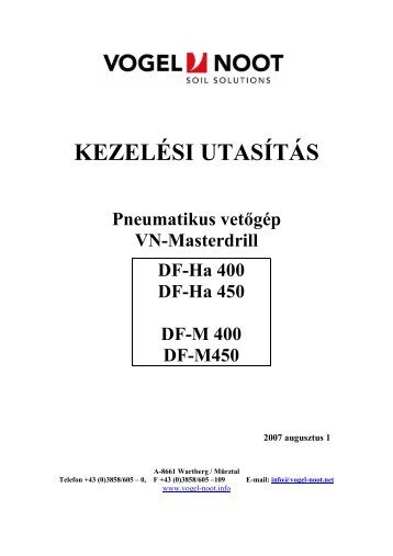 MasterDrill DF-Ha / M és Drillmat III Kezelési útmutató - Hanki-Ker Kft.