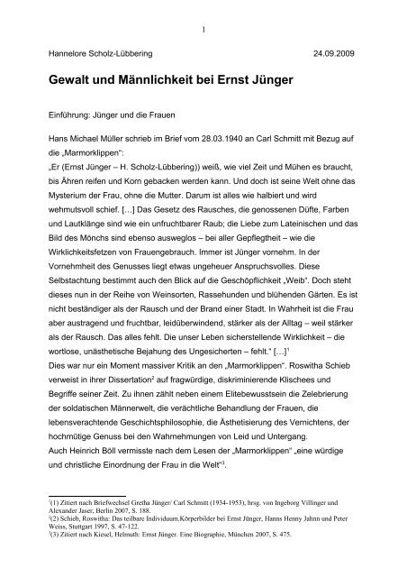 Gewalt und Männlichkeit bei Ernst Jünger - Hannelore Scholz ...